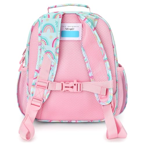 mibasies Toddler Backpacks for Girls 2-4: Little Kid Bookbag for Preschool Prek Daycare Rainbow Blue - color: Rainbow Green, style: Toddler-12"h(not Fit Folder)