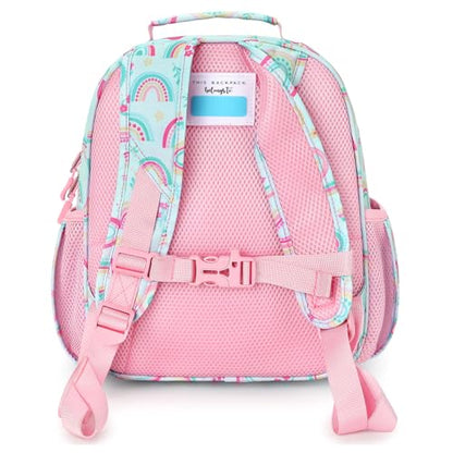 mibasies Toddler Backpacks for Girls 2-4: Little Kid Bookbag for Preschool Prek Daycare Rainbow Blue - color: Rainbow Green, style: Toddler-12"h(not Fit Folder)