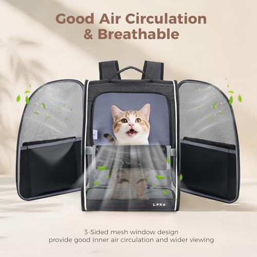 Lekereise Dog Carrier Backpack for Small Medium Dogs Cats up to 18 lbs, Breathable Pet Backpack Carrier with 3 Entrances, Collapsible Cat Backpack Carrier, Travel Hiking Puppy Backpack - color: Black, size: 12.99"L x 10.63"W x 15.75"H