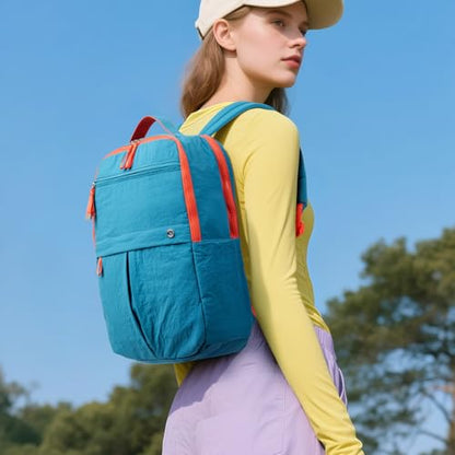 Nylon Backpack Purse for Women & Men, Lightweight 15.6 Inch Laptop Backpack Casual Daypack for Work Travel Green - color: Green