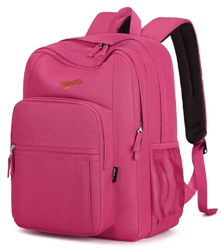 abshoo Girls Solid Color Backpack For College Women Water Resistant School Bag (Rose Red) - color: Pink, size: 16.5 Inc