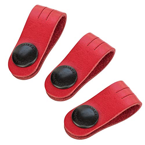 TAVARAT Cord Organizer, Long size, Cable Organizer, Charger Organizer, made in Japan, Genuine Leather, Cable Straps, (Long size, Red, set of 3) - color: Long Size, Red, Set of 3