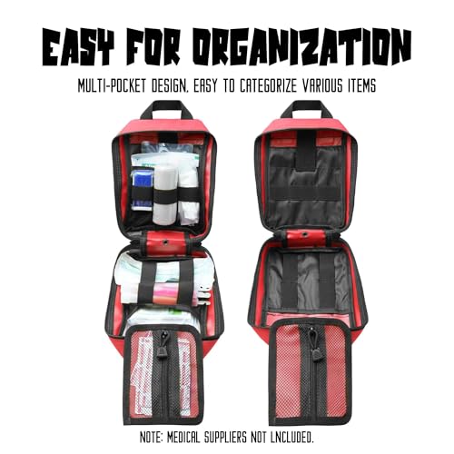 1000D Molle Ifak Pouch Rip Away, Tactical Tear Away Medical Pouch Empty, Military First Aid Pouch Bag Only for Camping Hiking Travel - color: Red