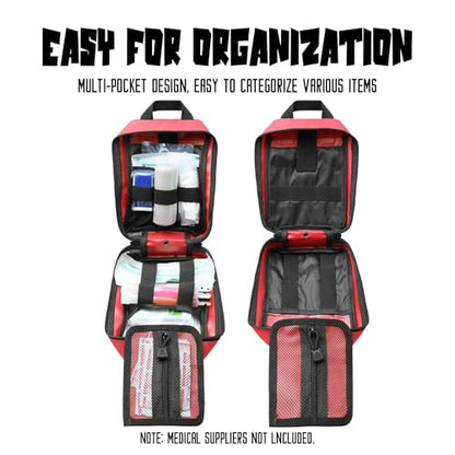 1000D Molle Ifak Pouch Rip Away, Tactical Tear Away Medical Pouch Empty, Military First Aid Pouch Bag Only for Camping Hiking Travel - color: Red