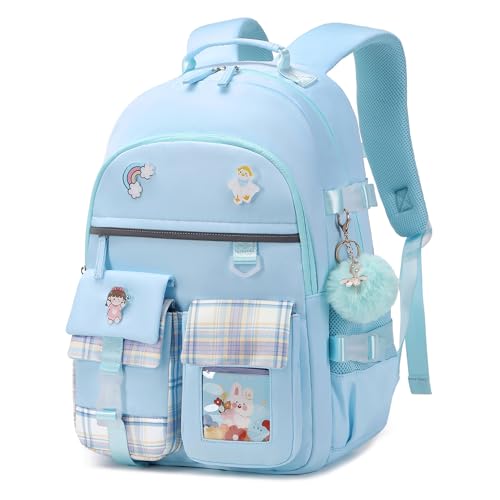 Backpack for Girls, 15.6 Inch Laptop School Bag Kids Kindergarten Elementary College Backpacks Large Bookbags for Teen Girl Women Students Casual Travel Daypacks (Blue) - color: Blue