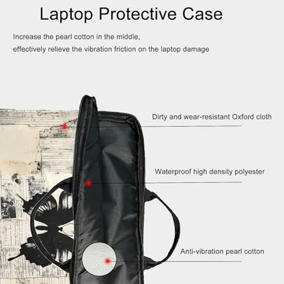 15-Inch Laptop Sleeve – Stylish, Lightweight, Shockproof, Water-Resistant Case for Lenovo, HP, Dell, Asus Notebooks - Black and White Butterfly - color: Black and White Butterfly