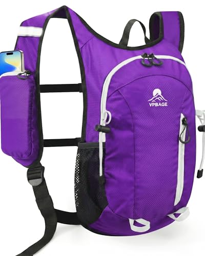 Foldable Small Hiking Backpack with 3 Strap Pockets – Lightweight 300D Spill-proof Daypack for Men Women – Packable Small Travel Backpack with Chest Strap & Trekking Pole Holder – Durable Outdoor Bag - color: Purple