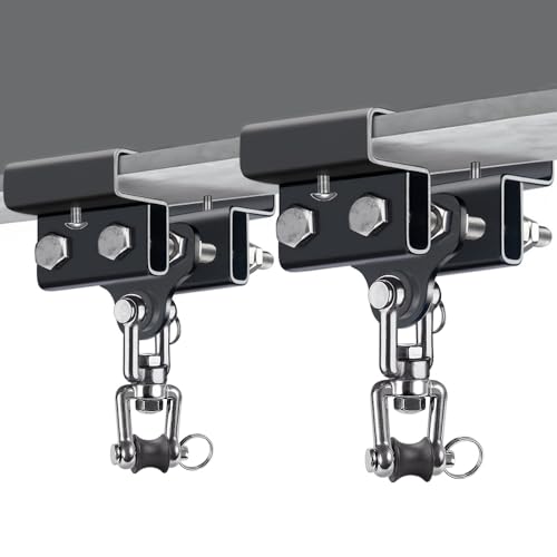 Dolibest Heavy Bag Mount, Punching Bag Hanger, I Beam Hanger, Heavy Bag Hanger for Punching Bag Accessories, Punching Bag Bracket, Beam Hanger with Swivel Hook, Ceiling Mount for Boxing Bag (2 Pack) - color: I-beam hanger-360°+ 180° rotation-2Pack