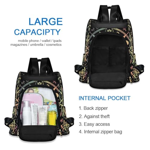 ALAZA Mandala Zodiac Wheel Of The Year Astrological Signs Outdoor Backpack Bags for Woman Ladies - color: Multi 4