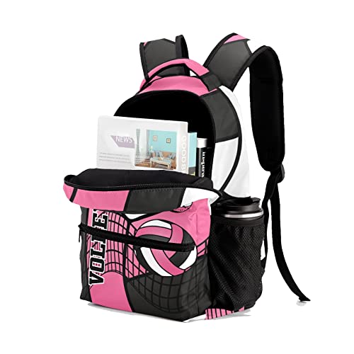 Personalized Volleyball Pink Black White Multifuction Backpack with Name Text for Women Men Gift - color: Backpack 2