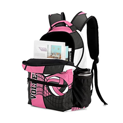 Personalized Volleyball Pink Black White Multifuction Backpack with Name Text for Women Men Gift - color: Backpack 2