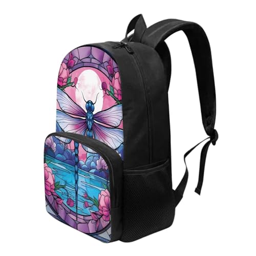 Talayituse Dragonfly Flower Print School Bags Backpack for Kids Girl Large Capacity Stylish Daypack Aesthetic Back to School Gifts Lightweight Bookbags with Bottle Holder Pocket - color: Dragonfly Flower