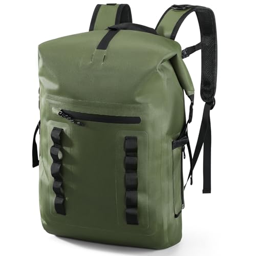 Haimont Waterproof Dry Backpack 30L TPU Lightweight Roll Top Dry Bag for Men Women, Beach, Kayaking, Travel, Hiking - color: Army Green