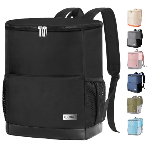 Insulated Cooler Backpack Outdoor - Leak Proof Backpack Cooler 30 Cans, Waterproof Lightweight Cooler Bag for 12h Hot/Cold Retention - Soft Cooler for Travel, Camping, Beach, Lunch - color: All-Black