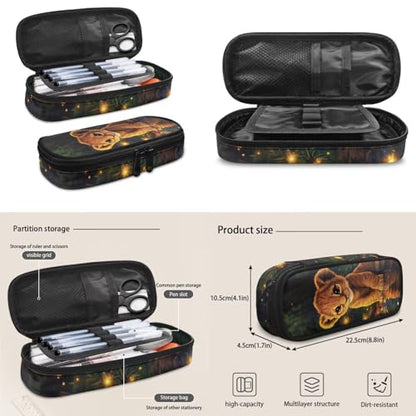 Cute Lion Backpack for Boys Girls Backpack with Lunch Box Water Bottle Carrier and Zipper Pencil Case 4Pcs Set 17" Bookbag with Large Front Pocket Lightweight School Bag for Kids Elementary - color: Cute Lion