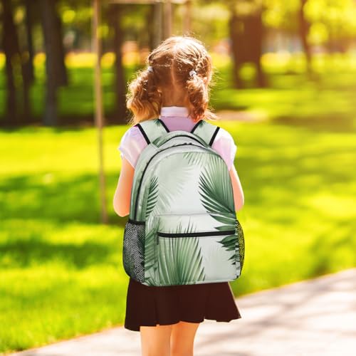 Tropical Green Plant Backpack with Chest Strap, Casual Backpack for Women Men, 16 Inch Daypack for Travel Work, Palm Leaf - color: Green