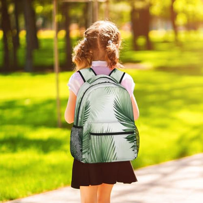Tropical Green Plant Backpack with Chest Strap, Casual Backpack for Women Men, 16 Inch Daypack for Travel Work, Palm Leaf - color: Green