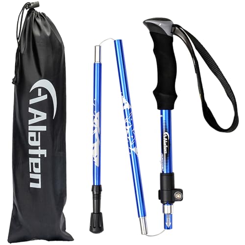 A ALAFEN Aluminum Collapsible Ultralight Travel Trekking Hiking Pole for Men and Women (Fits 5'3" - 6'2") - color: P1_Blue
