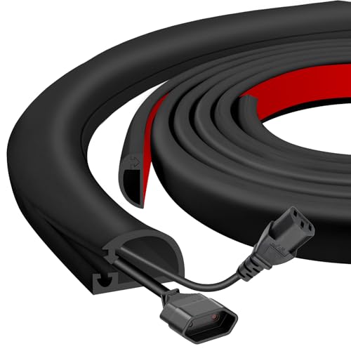 Silicone Wall Wire Hider, Side Open Wire Covers for Cords on Wall, 10FT Self-Adhesive Flexible Cord Hider for Mounted TV, Home Office, Cavity 0.63" W x 0.31" H - color: Black, size: 10 FT