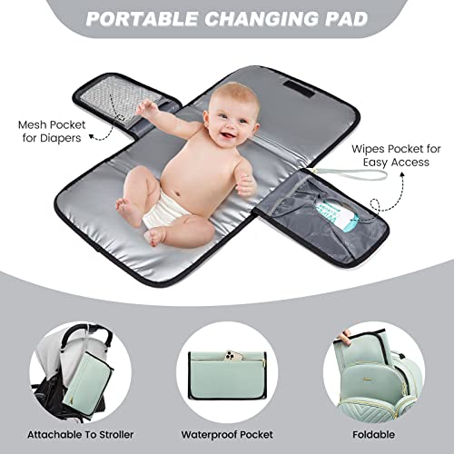 LOVEVOOK Diaper Bag Backpack, Quilted Baby Bag with Changing Pad & Pacifier Holder, Waterproof Travel Diaper Bags for Baby Boys Girls, Stylish and Large Capacity, Mint Green - color: Mint Green