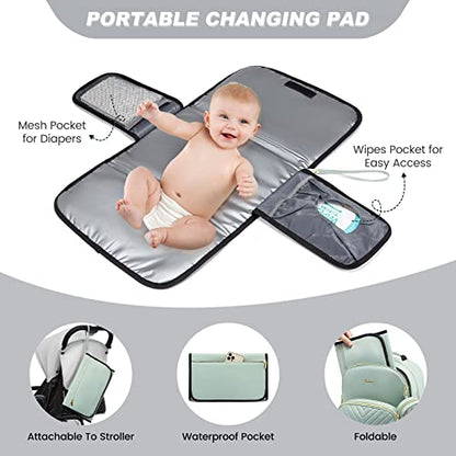 LOVEVOOK Diaper Bag Backpack, Quilted Baby Bag with Changing Pad & Pacifier Holder, Waterproof Travel Diaper Bags for Baby Boys Girls, Stylish and Large Capacity, Mint Green - color: Mint Green