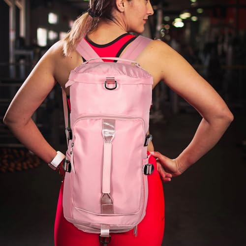 Ciieeo Travel Gym Backpack for Women and Men, Pink Multipurpose Sports Daypack with Wet Compartment and Adjustable Straps, Lightweight Hiking and Swimming Bag for Outdoor Activities