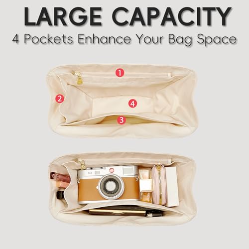 Premium Waterproof Nylon Cyme Bag Organizer, Lightweight & Durable Purse Insert for Cyme Mini Bag, Handbag Shaper Purse Accessories with Sturdy Smooth Zipper (Beige) - size: Nylon-Mini