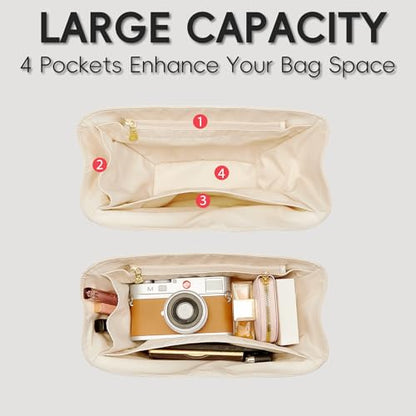 Premium Waterproof Nylon Cyme Bag Organizer, Lightweight & Durable Purse Insert for Cyme Mini Bag, Handbag Shaper Purse Accessories with Sturdy Smooth Zipper (Beige) - size: Nylon-Mini
