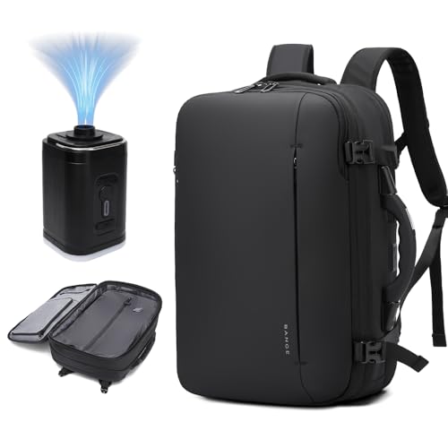 BANGE Air Compression System Backpack with electronic scaleVacuum Compression Travel Backpack,Expandable Backpacks with Pump for Airplanes (With Air Pump) - style: With Air Pump