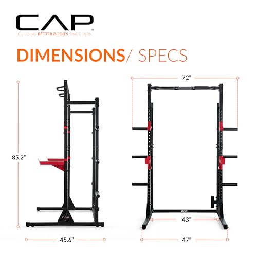 Cap Barbell Power Rack with Pull Up Bar & Attachments - Multiple Colors - color: RED