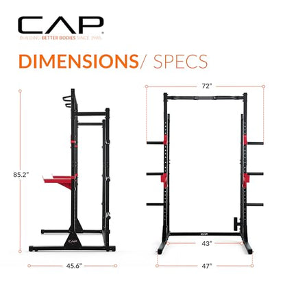 Cap Barbell Power Rack with Pull Up Bar & Attachments - Multiple Colors - color: RED