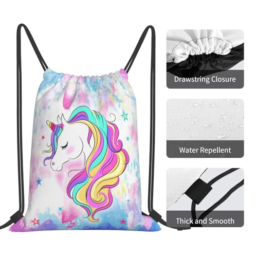Unicorn Drawstring Backpack Gym String Bag Drawstring Sackpack Sport For Womens Mens - style: The Unicorn's Head Drawstring Backpack Gym String Bag