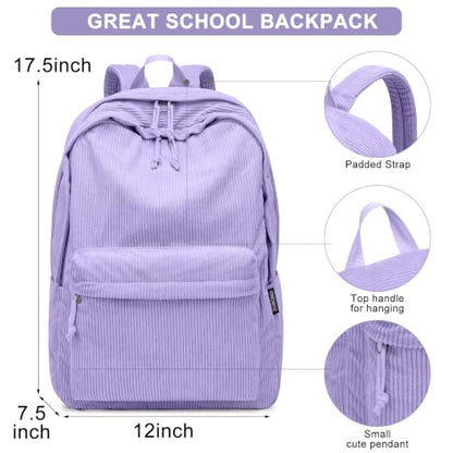 ZUBOND Girls Backpack, Lightweight School Bookbag for Teens, College Students Women & Men, Cute Large Laptop Backpack Fits 15.6 Inch Notebook - color: Purple, size: 15.6 Inch