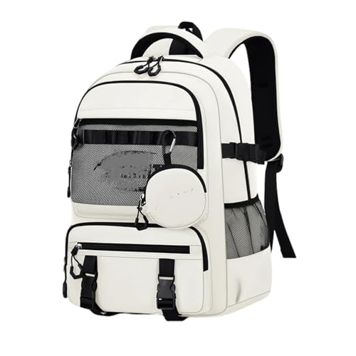 Minimalist Sporty Backpack with Hidden Anti-Theft Pocket, Spacious Casual Daypack for Travel & Outdoor Activities (WHITE,Small) - color: White, size: Small