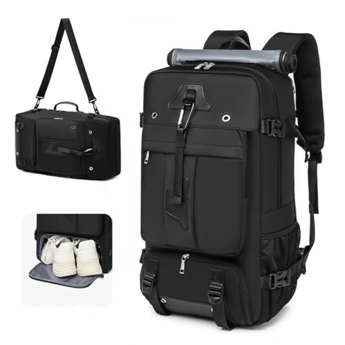 Travel Backpack with Shoe Compartment for Men, Water-resistant Large Luggage Weekender Bag Daypack for Sports 30L - color: Black