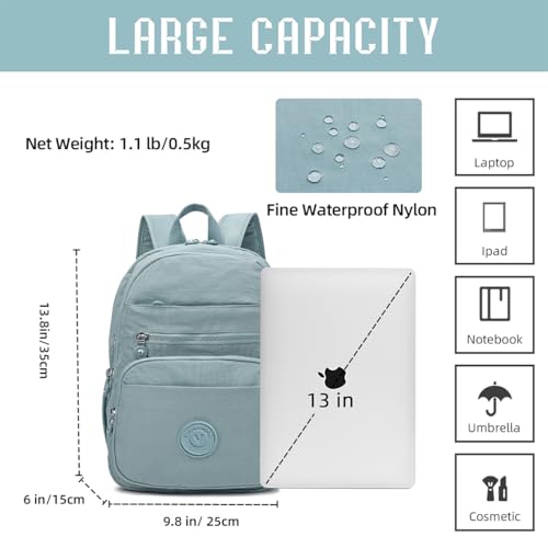 Hiking Waterproof 13" Laptop Backpack Purse for Women and Men,Travel Backpack - color: Light Blue