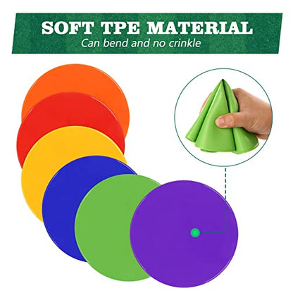 Poly Spots Spot Markers for Gym Floor 9inch 10inch 12/18/24/36 Pcs Flat Cones Non-Slip Rubber Floor Dots Circles for Sports Soccer Basketball Agility Training Dance Classroom - style: 36Pcs 9inch