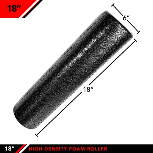 JFIT High Density Foam Roller – EPP Deep Tissue Massage Roller for Muscle Recovery, Myofascial Release & Stretching - color: Black (New), size: 18-Inch
