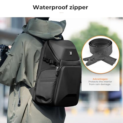 K&F CONCEPT Camera Backpack Hard Shell 20L Photography Camera Bag Hardshell Case with Tripod Holder&Laptop Compartment