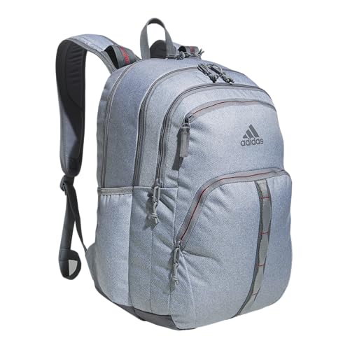 adidas Prime 7 Backpack for Laptop, School and Travel, 37L - color: Twill Grey/Grey/Better Scarlet/2
