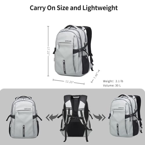 ARCTIC HUNTER AH Travel Carry On 15.6" Laptop Backpack for Men, Large 30L Anti-Theft & Waterproof Backpacks Flight Approved for Business, Commuting, Work, Weekend Casual Daypack, Grey, Silver - color: Sliver