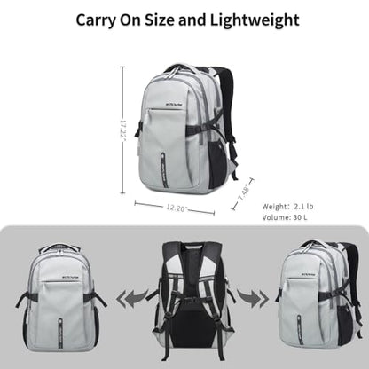 ARCTIC HUNTER AH Travel Carry On 15.6" Laptop Backpack for Men, Large 30L Anti-Theft & Waterproof Backpacks Flight Approved for Business, Commuting, Work, Weekend Casual Daypack, Grey, Silver - color: Sliver