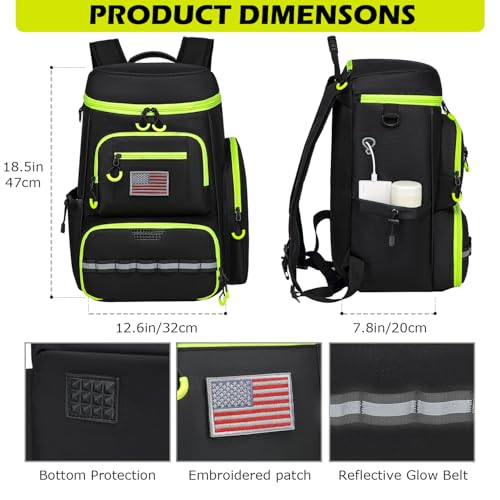 HAMBOLY Premium Pickleball Bag for Men & Women — Large Pickleball Backpack with Padded Paddle Pocket & Shoe Compartment, Tournament Ready with Insulated Cooler & Fence Hook - color: Black + Green