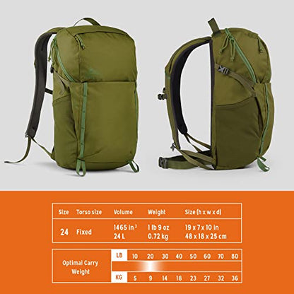 Kelty Asher Backpack, Daypack to Multi-Day Backpacking Capacity, Hiking, Lightweight Travel Pack, Internal Frame (24L Moss) - color: Winter Moss/Dill, size: 24L