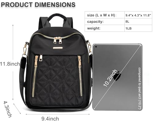 Pealwel Mini Nylon Women Backpacks,Small Ladies backpacks Lightweight Shoulder Satchel Bag Tote Handbag Casual Travel Daypack (Black) - color: Black
