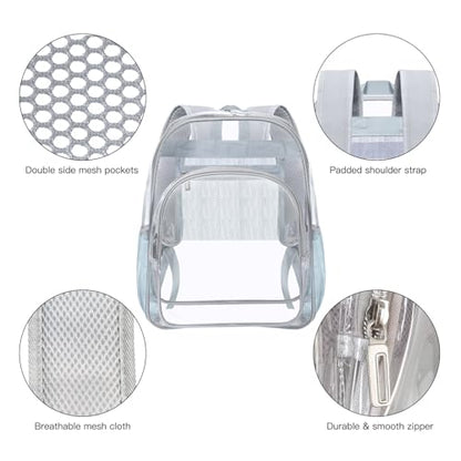 HEEYA Clear Backpack Heavy Duty Transparent Backpack for Security, Sports, Work, Travel, Stadium - color: Grey