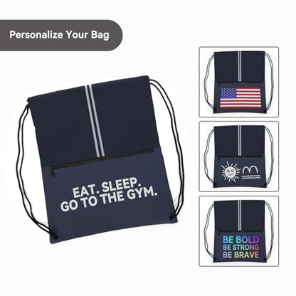 Drawstring Backpack Large Sports Draw String Bag for Men and Women (Navy Blue) - color: Two Tone Navy Blue