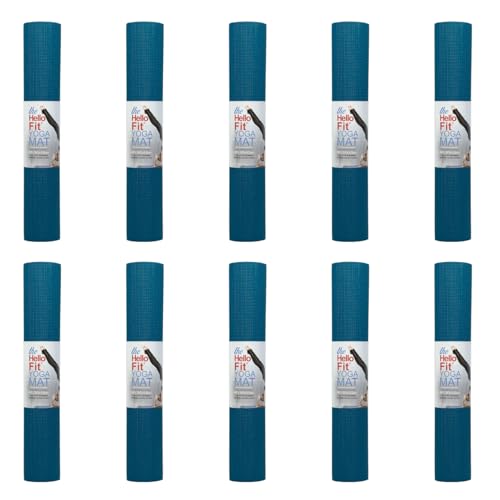 10-Pack Yoga Mat, 68" x 24" Non Slip Exercise Mat, 4mm Thick Gym Mat for Fitness and Stretching, Bulk Non Toxic Yoga Mats for Schools and Studios - color: Teal