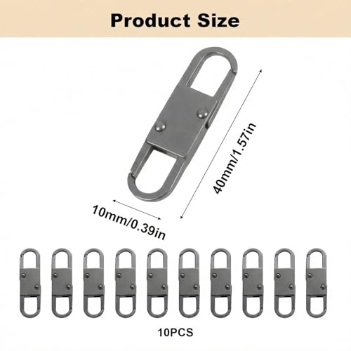 MILAKE 10 Pcs Premium Anti-Theft Zipper Lock, Small Clips for Bags, Backpacks, Purses, Luggage, Zipper Pull Replacement, Durable Multi-Color Set for Travelers, Hikers, and Daily Commuters (Gray) - color: gray