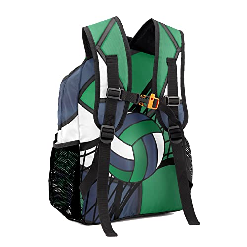 Personalized Custom Volleyball Green Black Backpack Lightweight Travel Hiking Causual Bag With Name - color: Design 2